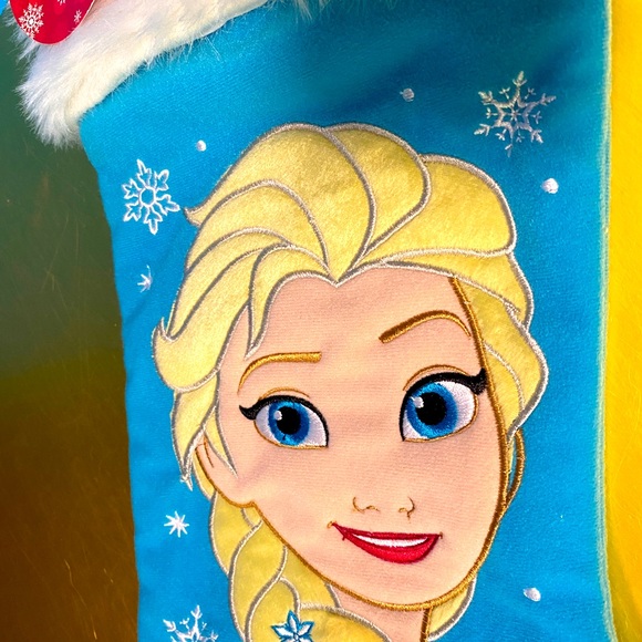 DISNEY FROZEN NWT PRINCESS ELSA EMBROIDERED CHRISTMAS STOCKING WITH FAUX FUR 17” - Picture 6 of 9